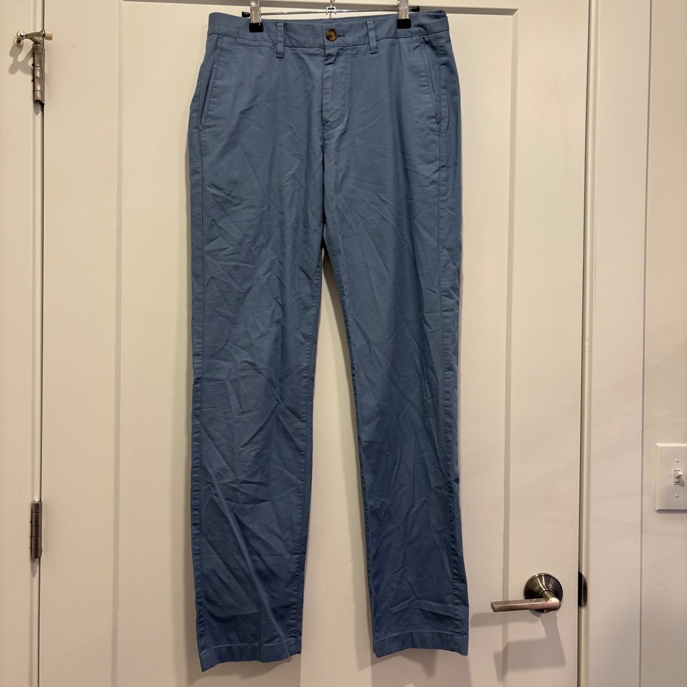 Bonobos Mens Washed Chino Pants Dusty Blue 30x32 Flat Front Stretch Cotton Twill